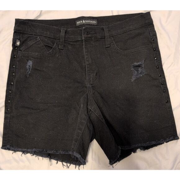 Rock & Republic Bumbershoot Black Mid-Rise Short Cutoffs Women’s 12 EUC - Picture 2 of 5